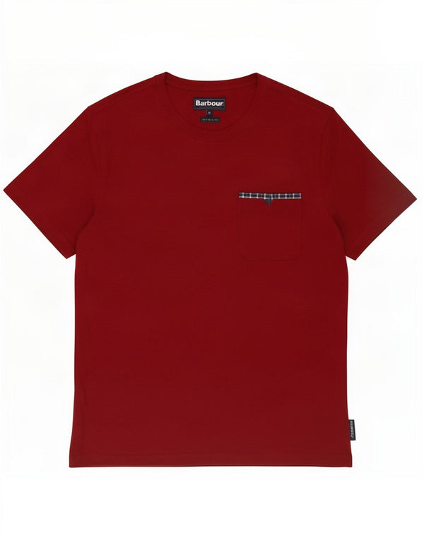 Barbour Hommes Coupe Ajustée T-Shirt Top Coton Bordeaux Moyen