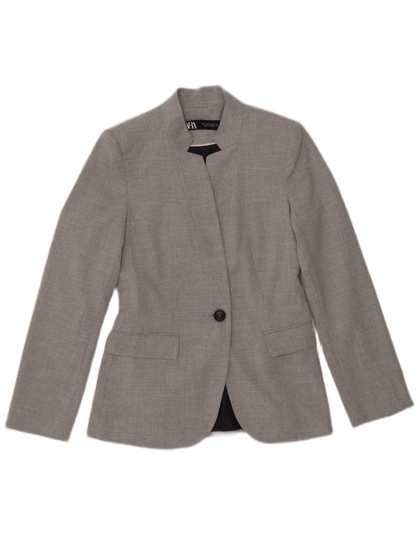 Zara Veste Blazer 1 Bouton Femme EU 34 2XS Gris Polyester
