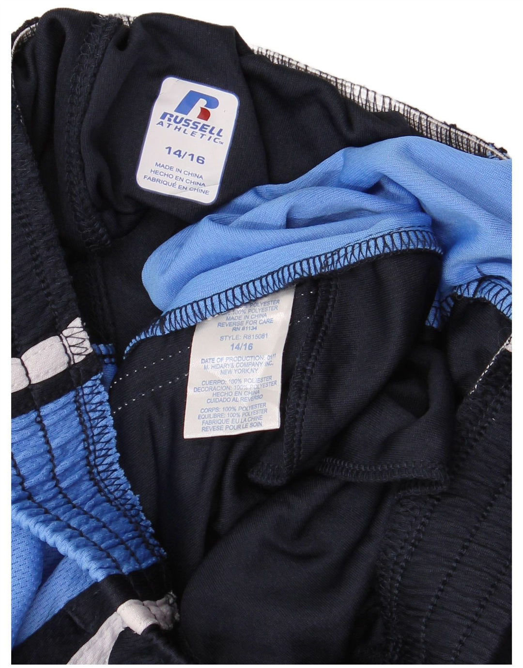 RUSSELL ATHLETIC Short de Sport Garçon 14-15 Ans Bleu Marine Colourblock