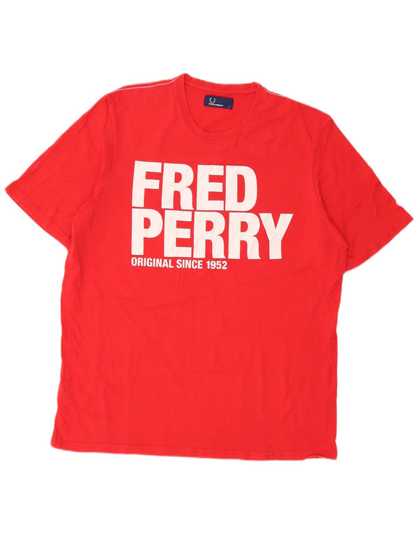 Fred Perry T-shirt graphique pour homme en coton rouge Large