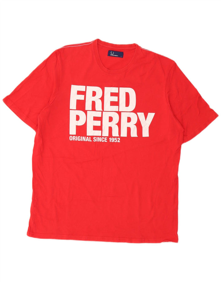 Fred Perry T-shirt graphique pour homme en coton rouge Large