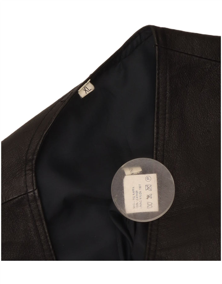 gilet en cuir homme vintage XL cuir noir