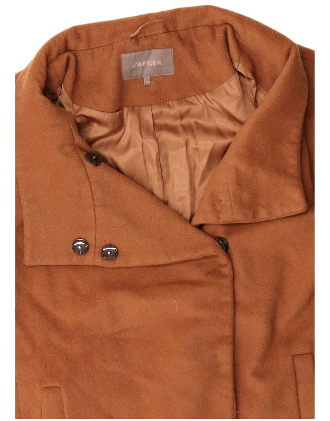 Jaeger Pardessus coupe ample pour femme UK 14 laine marron moyen