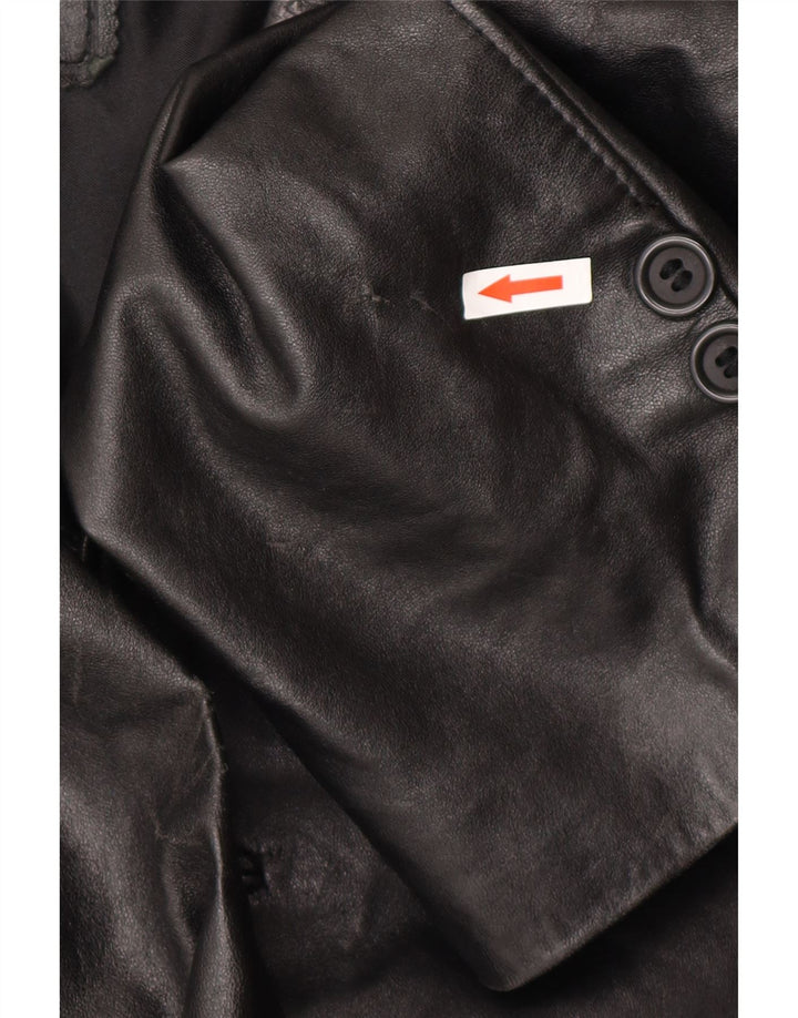 Wake Manteau en cuir pour femme UK 22 3XL Cuir noir