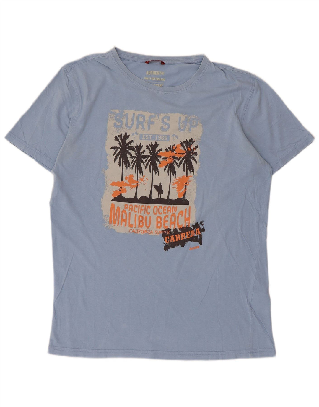 Carrera Homme Graphic T-Shirt Top Large Bleu Coton