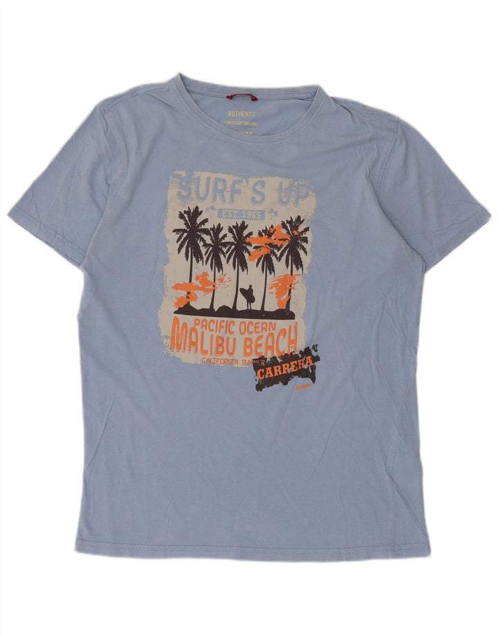 Carrera Homme Graphic T-Shirt Top Large Bleu Coton