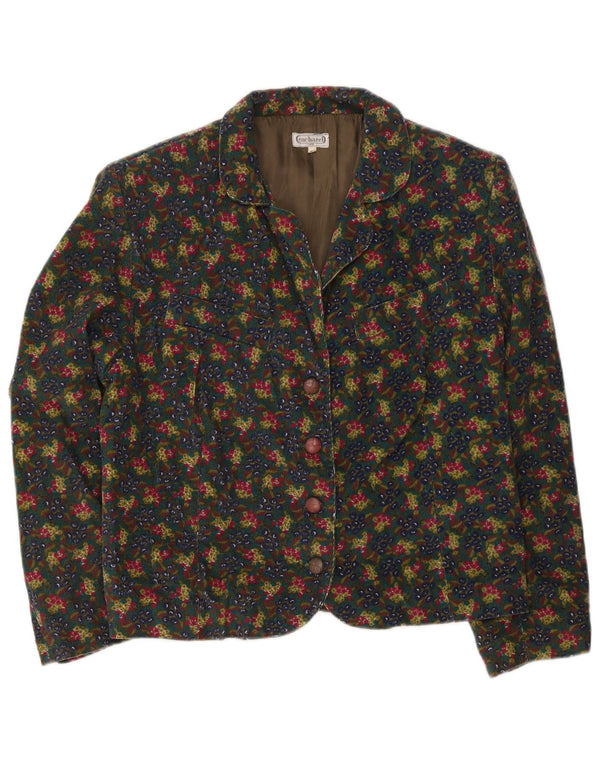 Cacharel Veste Blazer 4 Boutons Femme EU 42 Large Multicolore Floral