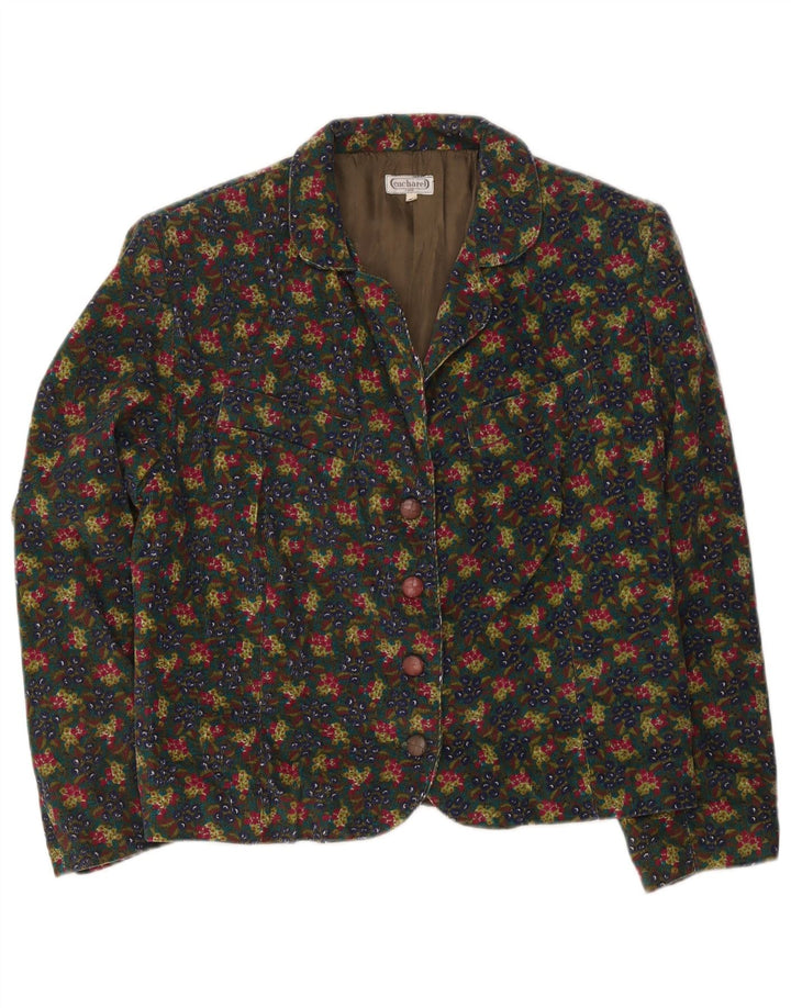 Cacharel Veste Blazer 4 Boutons Femme EU 42 Large Multicolore Floral