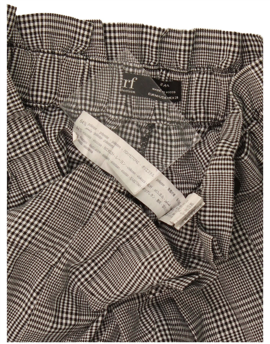 Zara Short décontracté taille haute pour femme Medium W28 Noir à carreaux en polyester