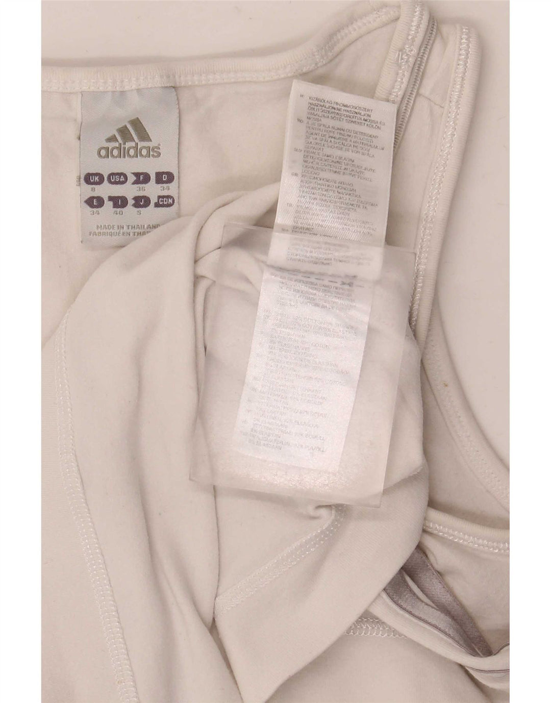 Adidas Débardeur Femme UK 8 Petit Coton Blanc