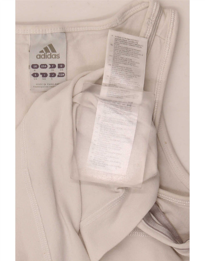 Adidas Débardeur Femme UK 8 Petit Coton Blanc