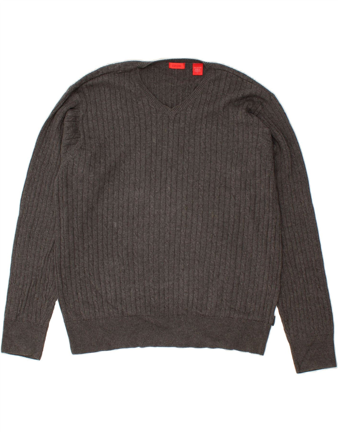 IZOD Mens V-Neck Jumper Sweater Large Grey Cotton Vintage Izod and Second-Hand Izod from Messina Hembry 
