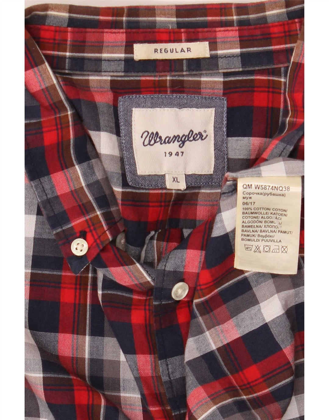 Wrangler Chemise en flanelle pour homme XL en coton à carreaux rouge