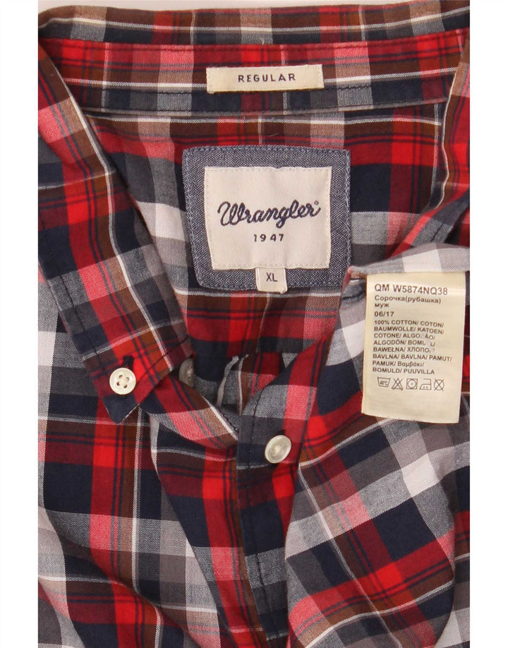 Wrangler Chemise en flanelle pour homme XL en coton à carreaux rouge