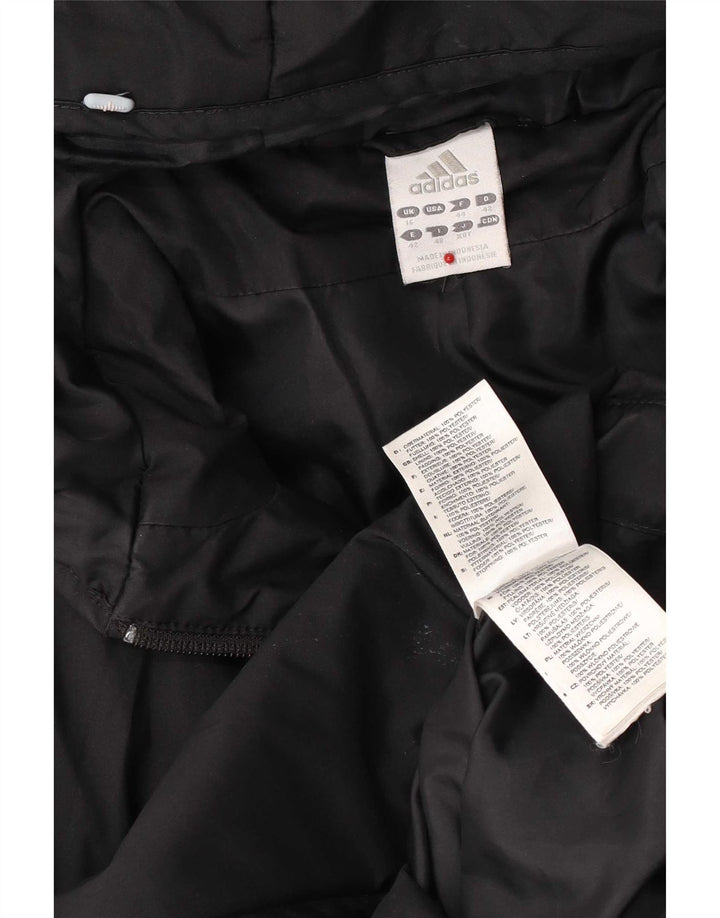 Adidas Manteau coupe-vent à capuche pour femme UK 16 Large Noir Polyester