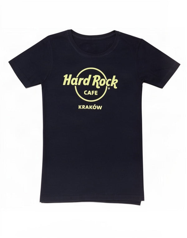 Hard Rock Cafe Womens Krakow Graphic T-Shirt Top UK 8 Small Navy Blue