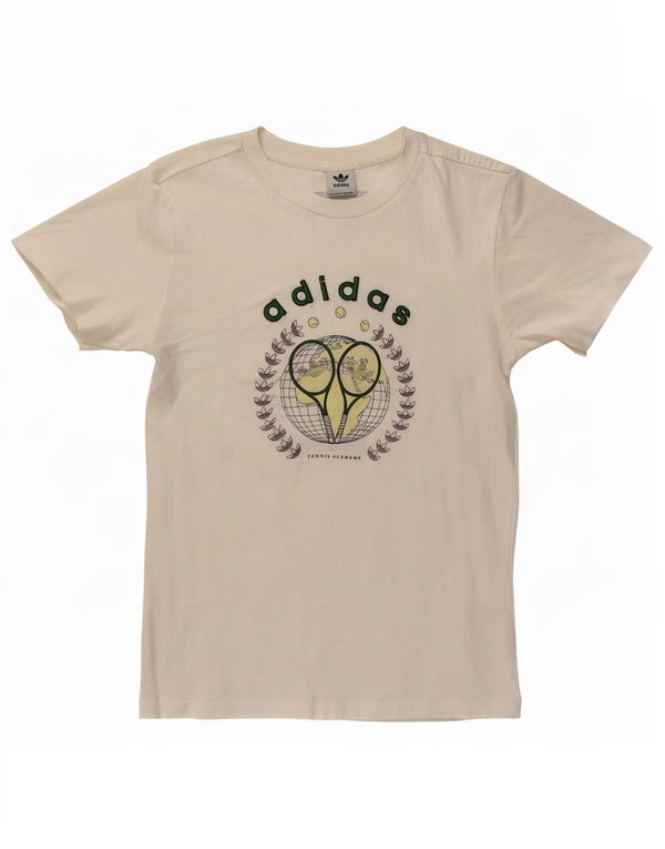 Adidas T-shirt graphique pour femme UK 10 Petit coton blanc