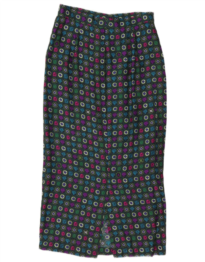 vintage Femmes Maxi Jupe Crayon Moyen W28 Multicolore Géométrique
