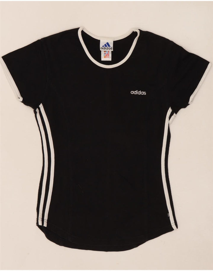 ADIDAS T-shirt pour femme UK 14 en coton noir moyen