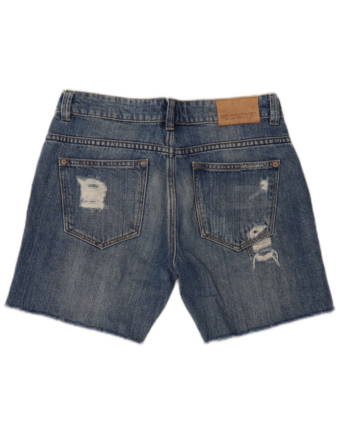 ZARA Short en jean vieilli pour femme EU 32 2XS W22 Bleu