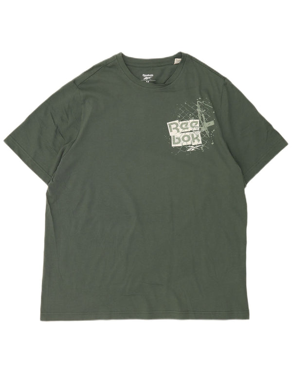 Reebok Tee-Shirt Graphic Homme Vert Moyen Coton