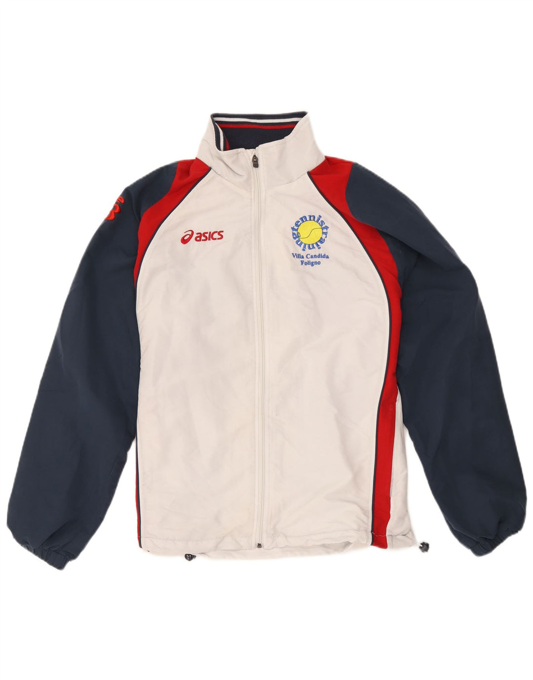 Asics Veste de survêtement graphique pour homme XL Blanc Colorblock Polyester