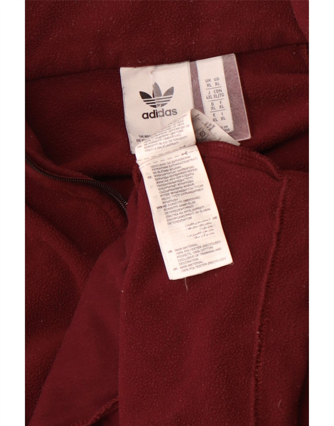 ADIDAS Pull polaire graphique à col zippé pour homme XL Bordeaux Polyester