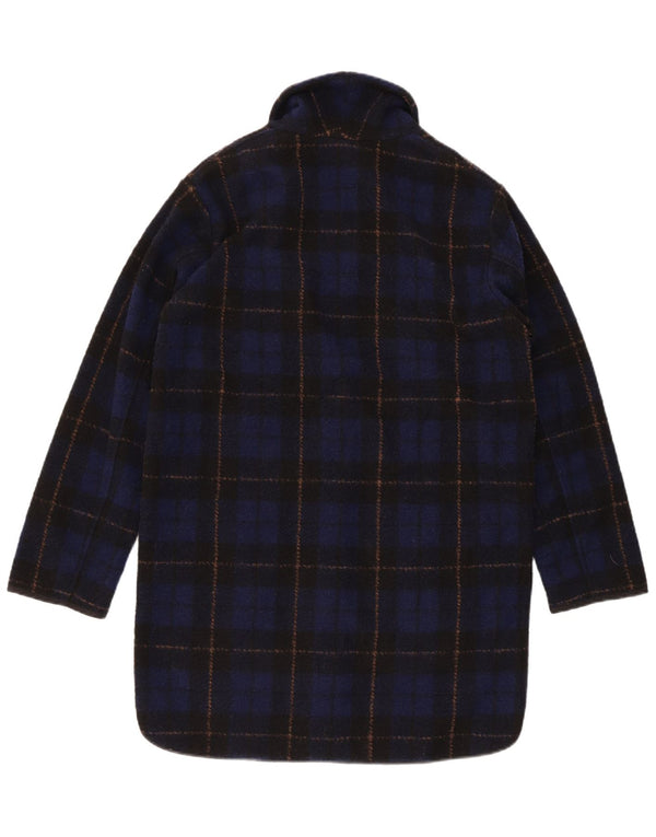 Woolrich Pardessus surdimensionné pour femme UK 6 XS Bleu marine à carreaux en polyester