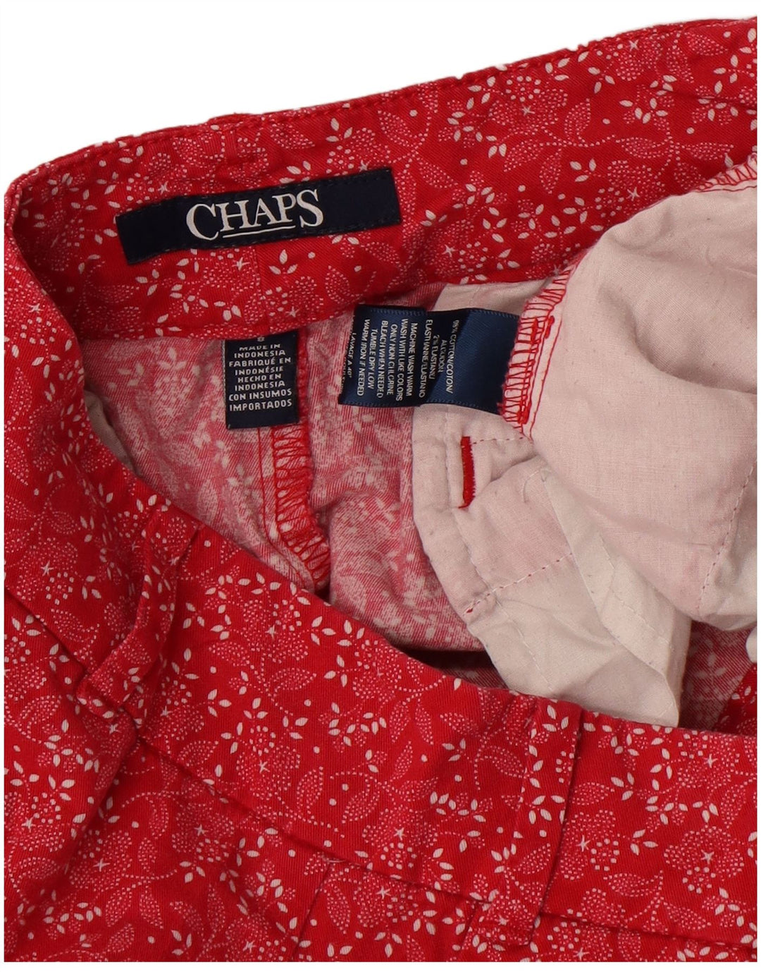 Chaps Short Chino Femme US 8 Medium W30 Coton Floral Rouge