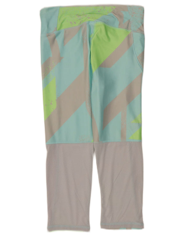 Reebok Leggings Capri Femme FR 12/14 Polyester Géométrique Turquoise Moyen