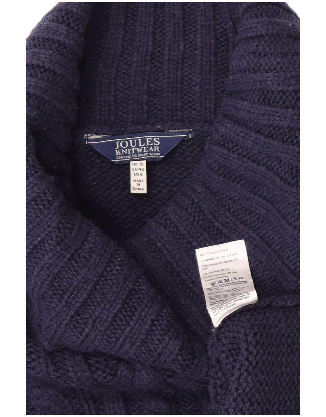 Joules Pull col roulé pour femme UK 12 Bleu marine moyen Acrylique
