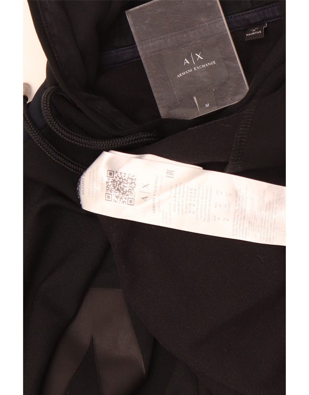 Armani Exchange Pull à Capuche Graphique Homme Noir Moyen Polyester