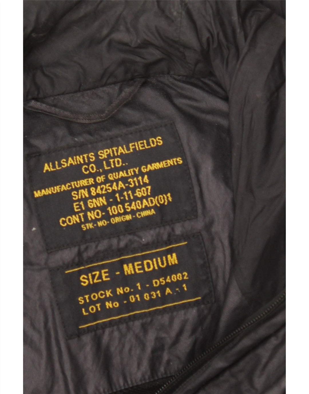 ALL SAINTS Veste utilitaire à capuche pour homme UK 38 Medium Noir