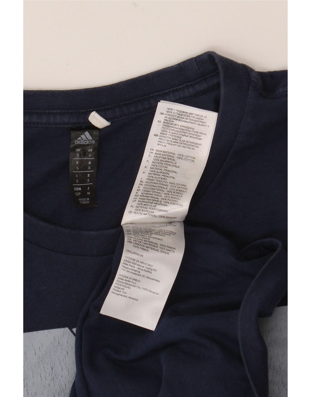 Adidas T-shirt graphique pour homme en coton bleu marine Taille S