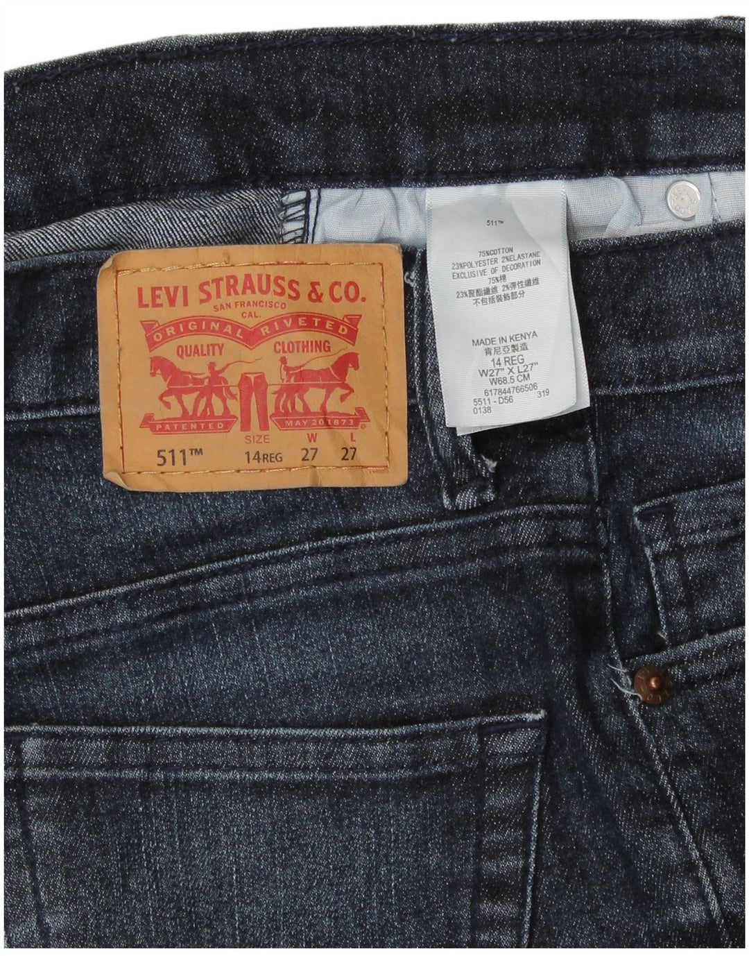 LEVI'S Jean Slim 511 Fille 13-14 ans W27 L27 Bleu Coton