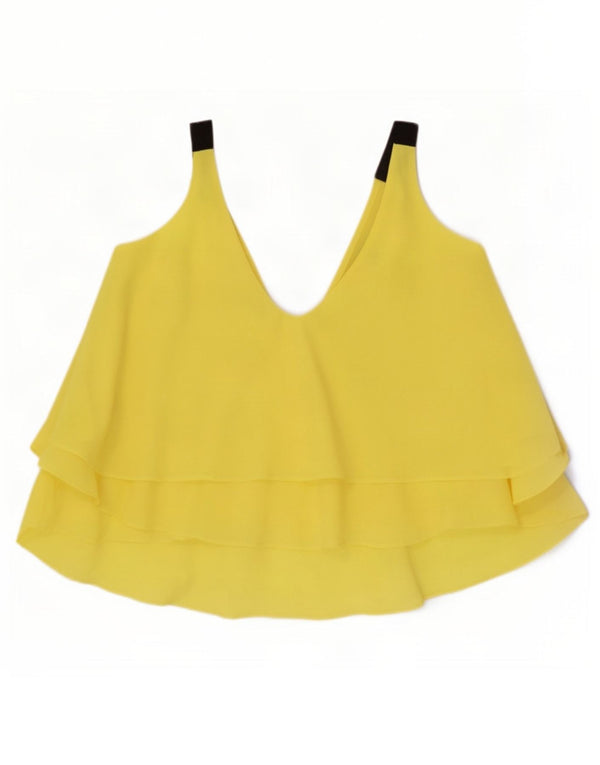 Zara Femme Haut Caraco Oversize UK 10 Petit Jaune Polyester