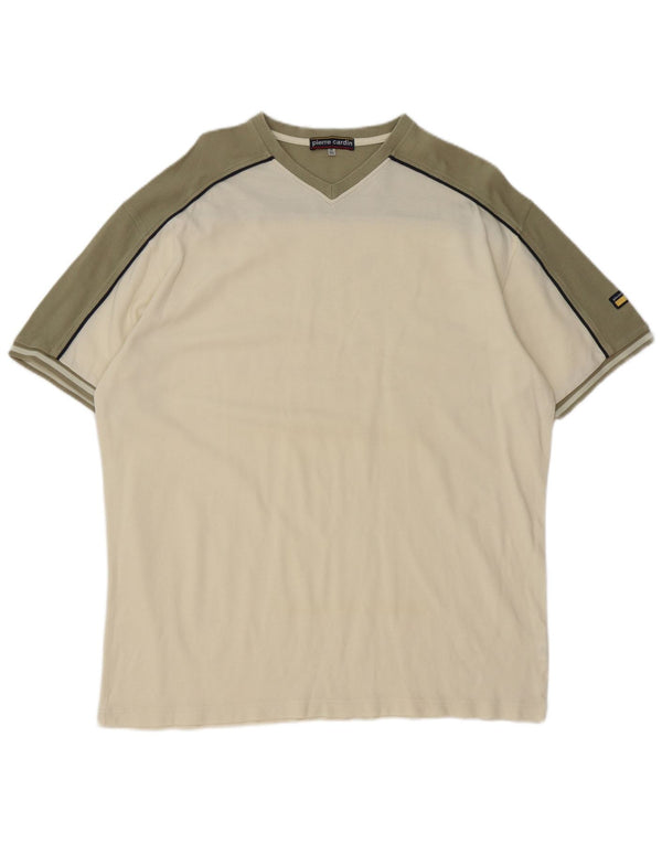 Pierre Cardin T-Shirt Homme Top 3XL Coton Colorblock Blanc Cassé