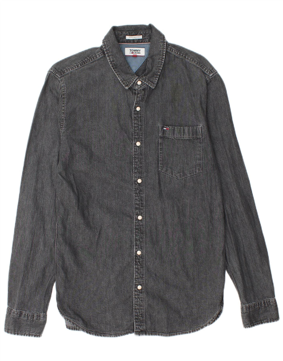 Tommy Hilfiger Chemise en jean coupe classique pour homme Petit gris Coton