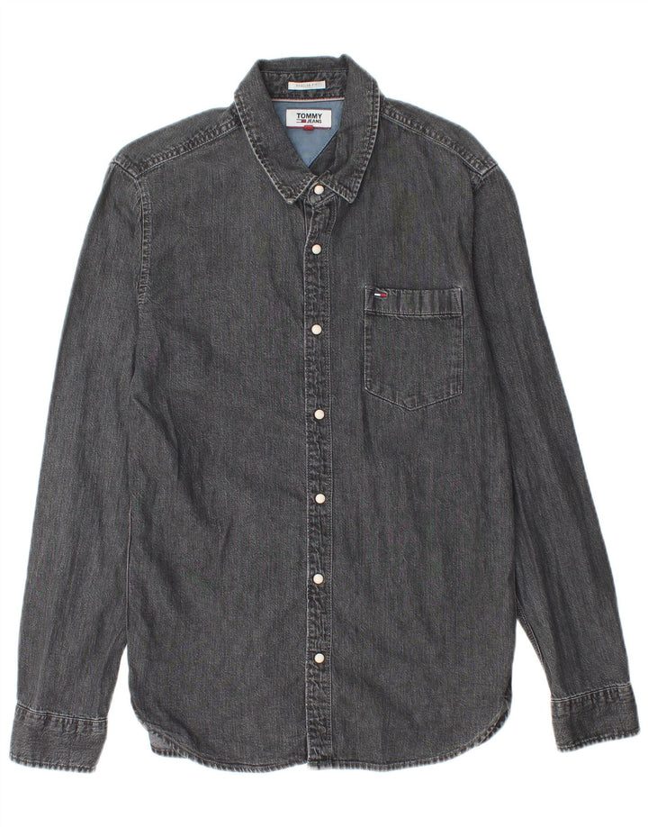 Tommy Hilfiger Chemise en jean coupe classique pour homme Petit gris Coton