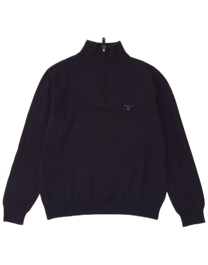 GANT Pull col zippé homme bleu marine moyen laine d'agneau