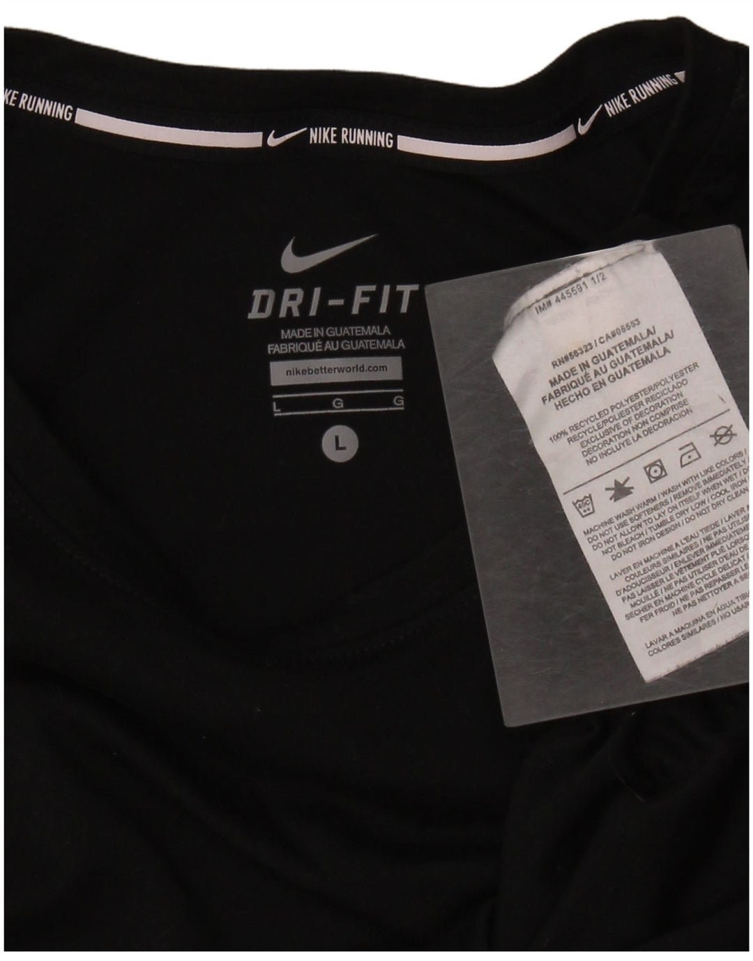 NIKE T-shirt Dri Fit pour femme UK 14 Large Noir Polyester