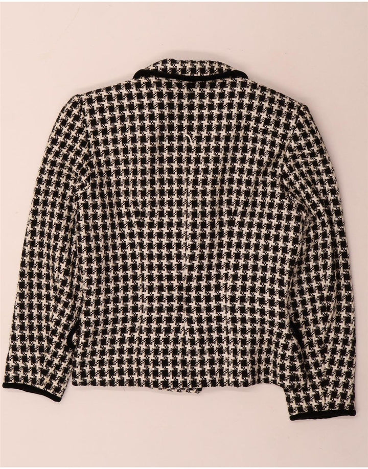 vintage Femme Double Breasted Blazer Veste UK 14 Moyen Noir Pied-de-poule