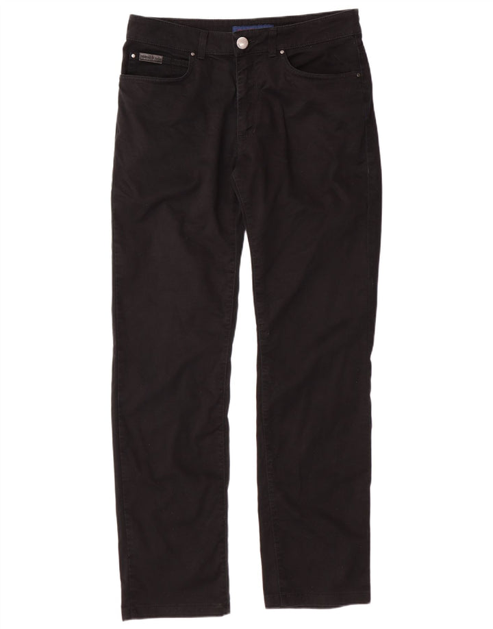 TRUSSARDI Pantalon décontracté droit pour homme W32 L30 Noir Coton