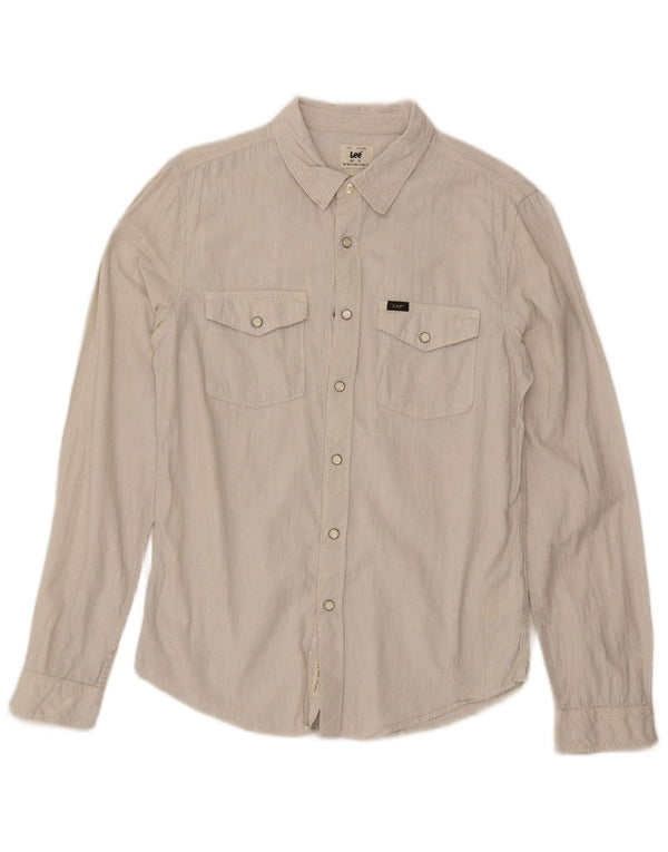 Lee Chemise en flanelle pour homme en coton à fines rayures beige