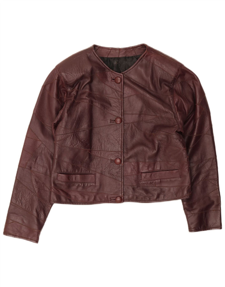 Veste en cuir femme vintage UK 14 Patchwork Bordeaux moyen