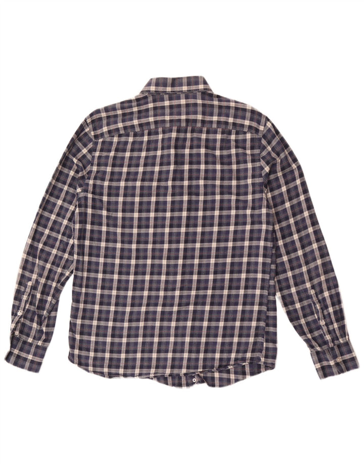 Reiss Chemise en flanelle coupe classique pour hommes, grand carreaux en coton bleu marine