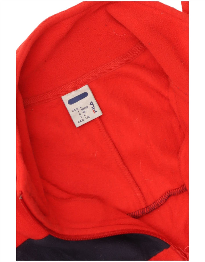 Fila Pull polaire à col zippé pour homme, grand, rouge, color block