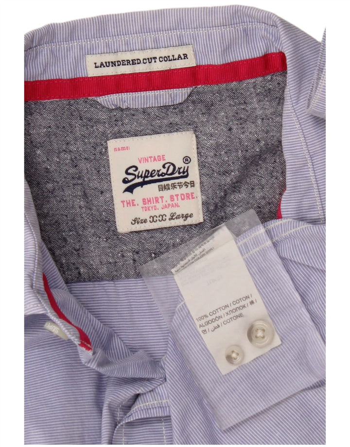 SUPERDRY Chemise Homme 2XL Coton Rayé Bleu