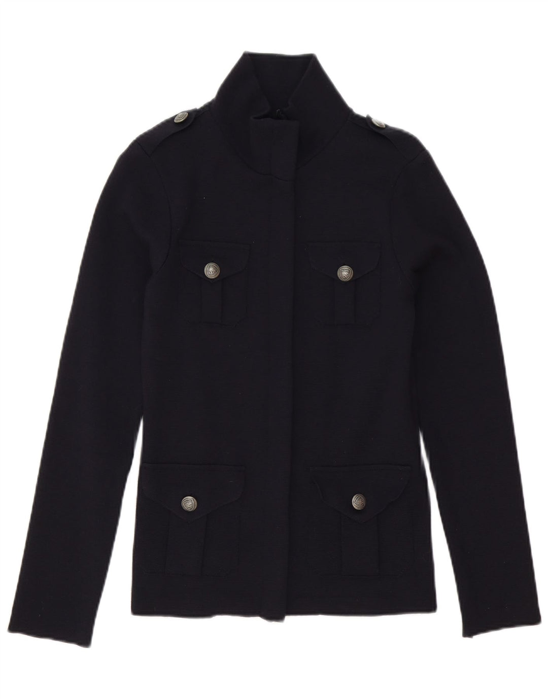 Blauer Cardigan Femme Pull UK 10 Petite Laine Bleu Marine