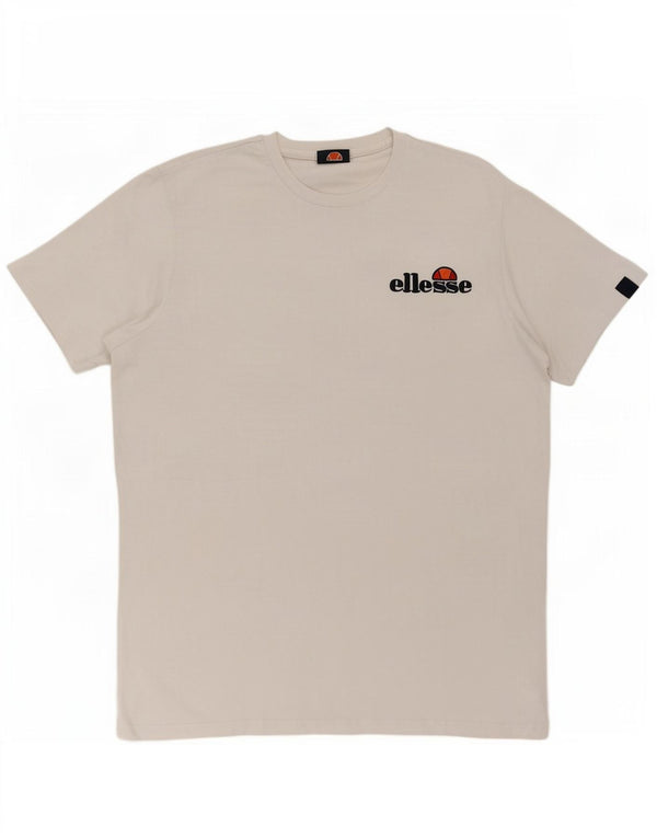 Ellesse Homme T-Shirt Graphique Haut Large Blanc Coton
